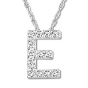 18kt White Gold Plated Letter E Comes With 18" Chain